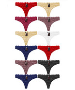 Women&#39;s Classic Sexy Lace G-String Thongs with Bow Multicolor 12 Pack - $32.99
