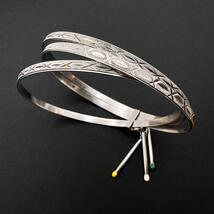 Vintage 800 Silver Triple Band Bracelet Circle Matchstick Enamel Charms ... - $330.00