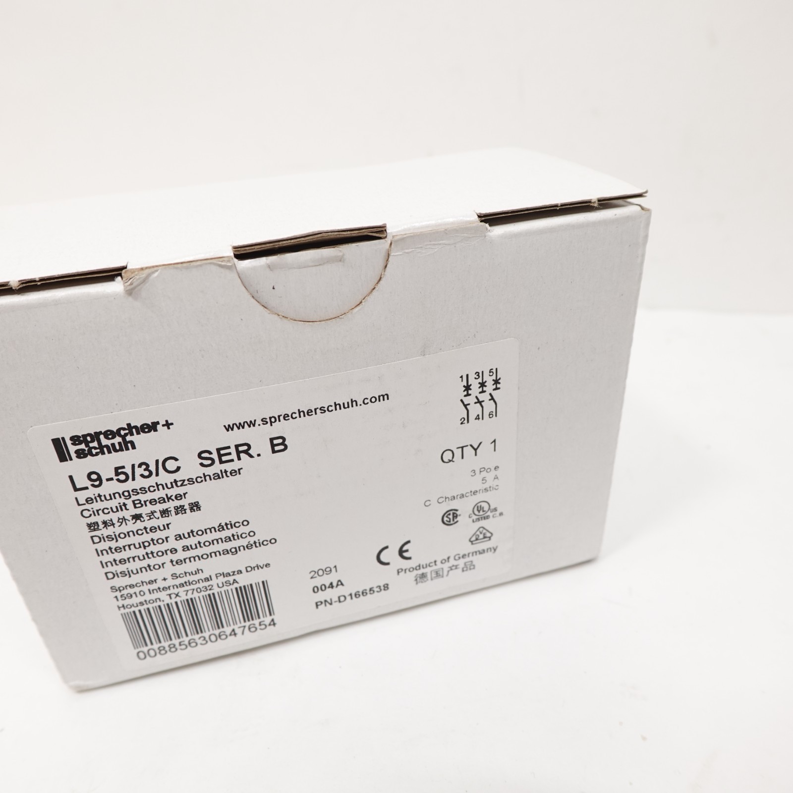 Sprecher + Schuh L9-5/3/C SER. B Circuit Breaker 3-Pole 5A C Curve Item image 2