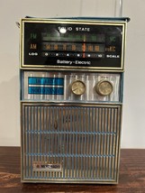 Merc-Radio De Luxe Electric Transistor Solid State Radio Gold Blue Vinta... - $29.69