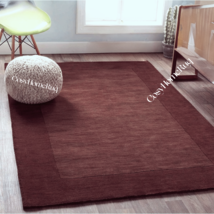 Handmade Woolen Modern Design Solid Purplish Bro  color Plain Are rug  8x10ft - £229.53 GBP+