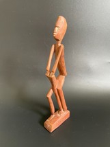 VTG African Tribal Wood Carving Statue Stick Figure Sculpture 10&quot; Drum P... - $25.00