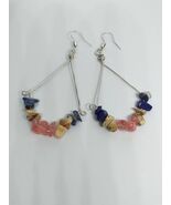 Jasper Cherry quartz Lapis lazuli earrings Silver earrings Boho earrings... - $34.00