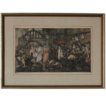 Un Juif Mariage En Galice Par Wilhelm Août Stryowski Signée Coloré Gravure - £1,000.95 GBP