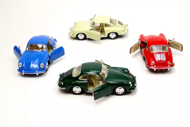 New Diecast 4Pc Set 5&quot; Porsche 356 B Carrera 2 Diecast Model Toy Car 1:32 - $57.96