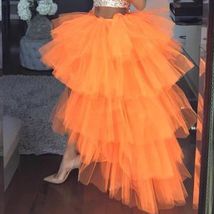 Pink High Low Layered Tulle Skirt Women Custom Plus Size Fluffy Hi-lo Tulle Gown image 2