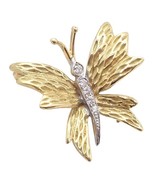 Authentic! Tiffany &amp; Co 18k Yellow White Gold Butterfly Diamond Pin Brooch - $50,620.71 MXN