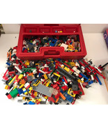 Vintage Lego Red Storage Carrying Case filled with legos and figures lot - £54.08 GBP