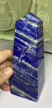 Blue Lapis Lazuli obelisk tower obelisk statue point with pyrite crystal 1015g - £83.09 GBP