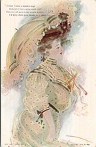 Lovely Lady Just Girl Series Victorian Woman Umbrella 1906 Artist Postcard V16 - £15.94 GBP