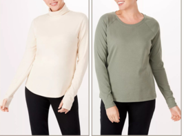 Zuda 2-Pack Turtleneck And Scoop Neck Tops- Sand / Agave Green, 5X - £16.78 GBP
