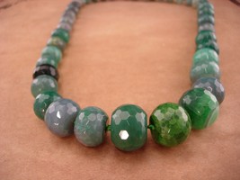Large statement signed Agate necklace - graduated BIG faceted beads - Multiple C - £256.77 GBP