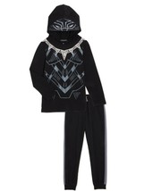 Black Panther Boys Cosplay Hooded Long Sleeve Shirt &amp; Joggers 2-Piece Set Size 4 - £14.20 GBP