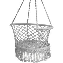 Costway Hanging Hammock Chair Cotton Rope Macrame Swing Indoor Garden Gray - £74.56 GBP