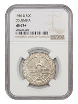 1936-D 50C Columbia NGC MS67+ - £610.61 GBP