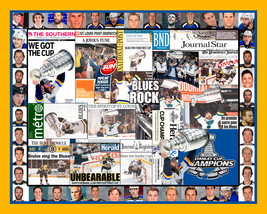 St. Louis Blues Stanley Cup Mosaic Newspaper Collage Print Art - £19.57 GBP