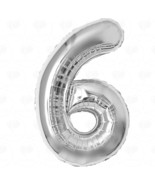 40 Inch Silver Foil &quot;6&quot; Balloon for Birthday Parties - £1.91 GBP