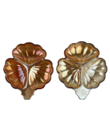 Two Vintage Candy Dishes Marigold Flower Iridescent Carnival Glass - $31.13 CAD