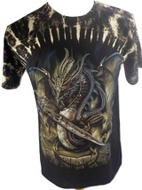 DAVID CAREY SKULL SHIRTZ STUDDED T-SHIRT SZ M SILVER BLUE DRAGON GLOW IN... - £11.01 GBP