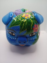 Vintage Talavera Pottery Piggy Bank Mexico Colorful Flowers Florals Birds - $23.22