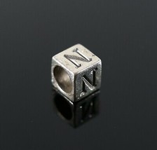 Vintage .925 Sterling Silver Tiny Cube Square Block Letter N Alphabet Charm 1.9g - £7.22 GBP