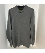Eddie Bauer Knit Sweater Mens Size LT Gray Henley Fisherman 2 Button - $28.25