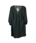 NWT Womens Size 14 City Chic Black Front Zip Roll Tab Sleeve Mini Dress - £33.28 GBP