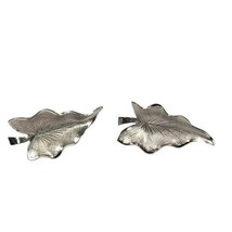 Giovanni Silver Tone Clip On Earrings Leaf leaves Vintage Signed jewelry - £4.66 GBP