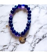 Purple Agate Crescent Moon Stretch Bracelet - $9.89