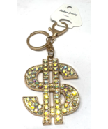 Dollar Sign $ Gold &amp; Crystals 2 3/4&quot; Bag Clip Keychain - $13.57 CAD