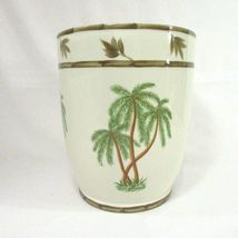 Palm Tree Bamboo Tropical Ceramic Waste Basket - £37.70 GBP