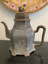 Antique Chinese Pewter Teapot with Foo Dog Finial - £97.77 GBP