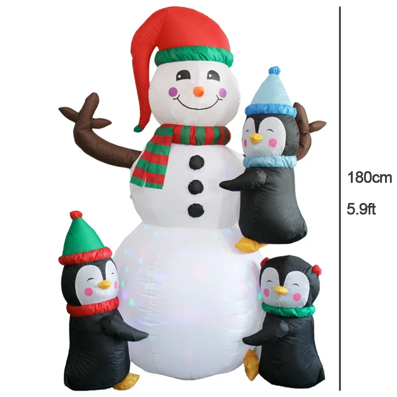 New Year Inflatable Decoration Christmas Infatable Snowman Penguins Colorful Roa - £108.55 GBP