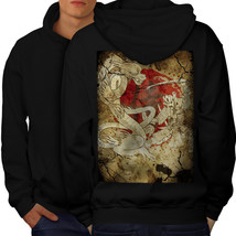 Samurai Dragon Clash Sweatshirt Hoody Battle Art Men Hoodie Back - £15.69 GBP