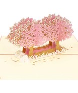 3D Pop Up Greeting Card - Dual Cherry Blossom Falling Love Tree - £7.81 GBP