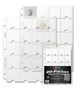 3 packs of 20 (60) BCW 2&quot; x 2&quot; Sized 20-Pocket Vinyl Binder Pages with T... - $739.07 MXN