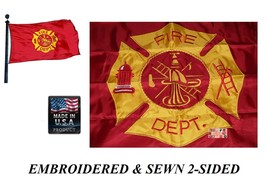 Usa Made Fire Dept. Department 3x5 Ft 600D Nylon Flag Embroidered&amp;Sewn 2-SIDED - £39.22 GBP