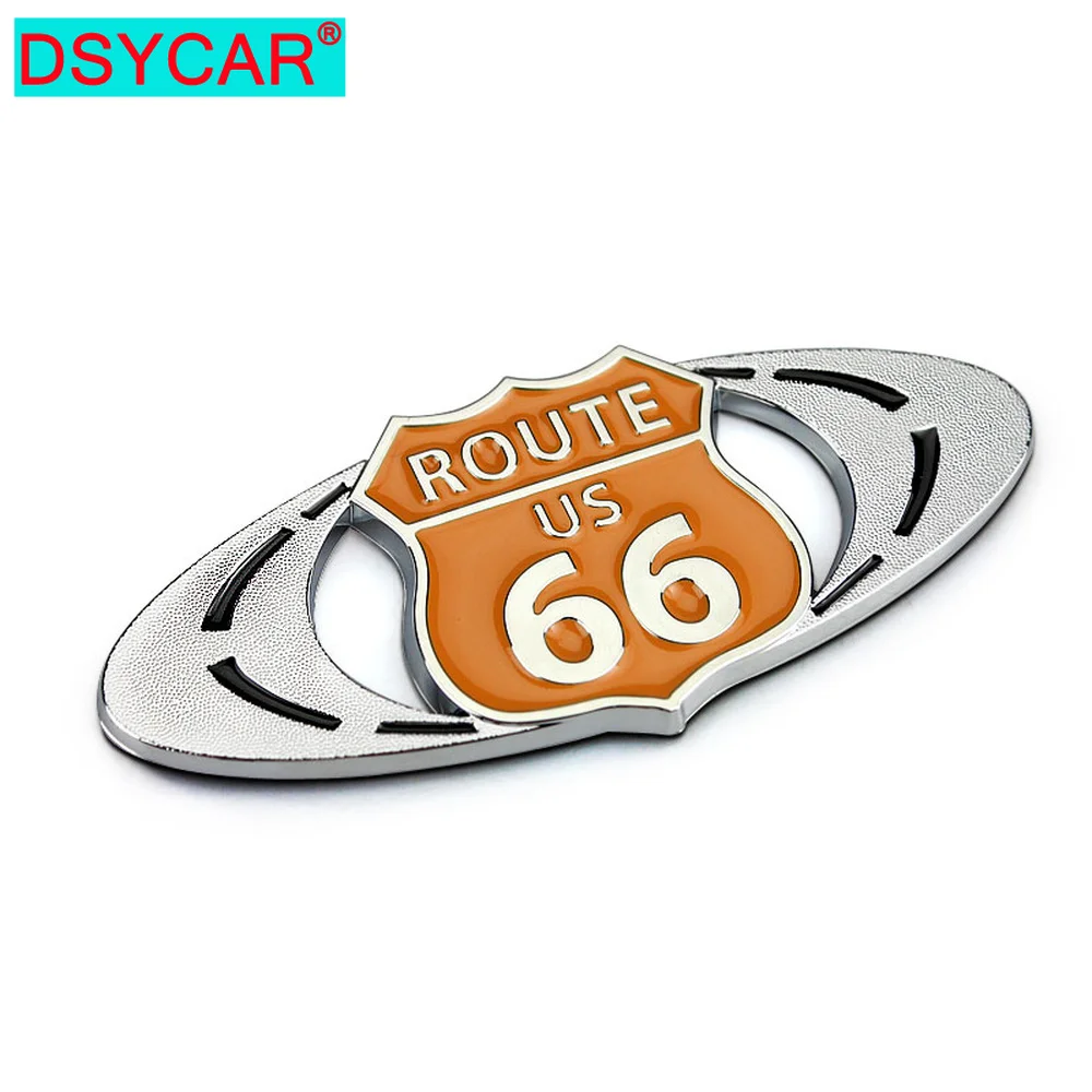 Dsycar 1pcs 3d metal route us 66 car side fender rear trunk emblem badge sticker decals thumb200