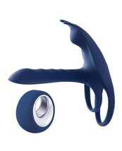 Blue Fox Vibrating Girth Enhancer Penis Sleeve Cock Ring With Clit Teaser - £46.45 GBP