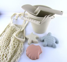 Soft Rubber Kids Beach Sand Bucket Play Set with Shovel, Molds and Carry... - $7.97