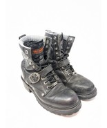 Harley Davidson Faded Glory Black Biker Men&#39;s Boots Size 7.5 Buckle Moto... - $43.53