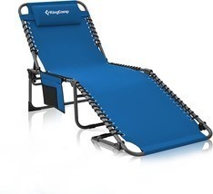 Kingcamp Portable Lounge Chair 4-Fold Folding Camping Cot Adjustable Patio - £90.59 GBP