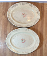 Vtg Paden City Pottery USA M43 Floral Bouquet Platters 11.25&quot; x 8.5&quot; Set... - £31.30 GBP