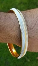 Sikh two tone gold silver plated design punjabi kada kara bangle bracelet aa11 - £14.89 GBP