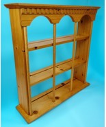 Rustic Pine Wood 9 Tea Cup 3-Tier Knick Knack Display Wall Shelf 20&quot; Dem... - $108.86