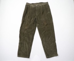 Vintage 90s Streetwear Mens 36x30 Faded Pleated Wide Leg Corduroy Pants Green - £43.61 GBP