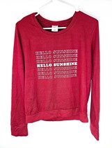 Hello Mello Pullover Sweater M Hello Sunshine Red Long Sleeve Crew Neck - $14.46