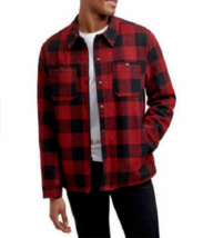 GH Bass Men&#39;s Wool Blend Sherpa Lined Plaid Jacket, RED, Size XL - $41.57