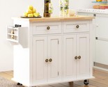 Featuring A Drop-Leaf Rubber Wood Tabletop, This Rolling Kitchen Island ... - $267.96