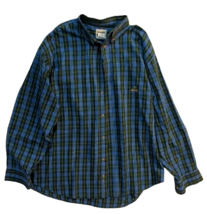 Wrangler Riata Mens Shirt XXL Blue Green Plaid Long Sleeve Button Cotton Blend - £14.99 GBP